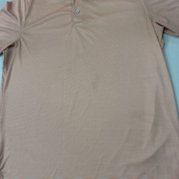 Tourney ShortSleeve Golf Polo Peach Nectar Stripe Men XXL Athleisure Performance - Picture 2 of 7